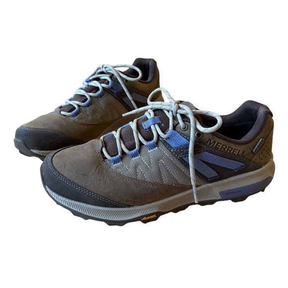 MERRELL ZION HIKING SHOE LEATHER MESH UPPER BREATHABLE LACE UP RUBBER TOE CAP 9 - Picture 2 of 12